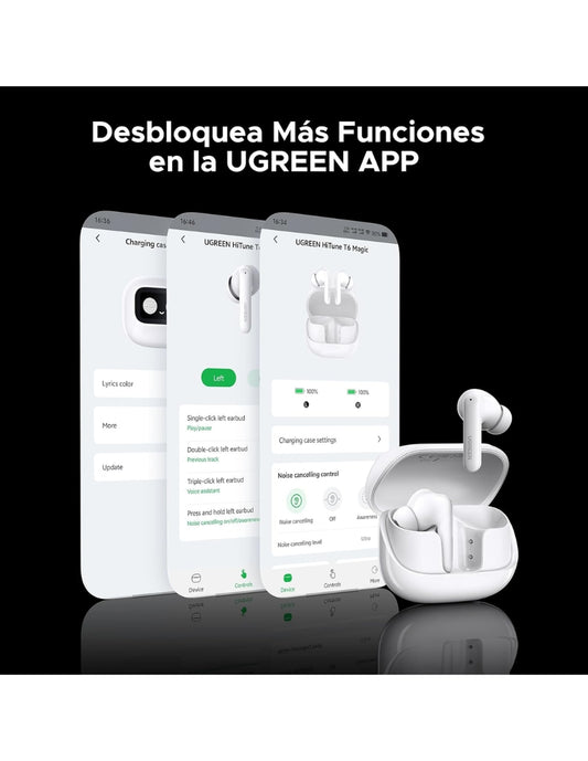 Audífonos Inalámbricos ANC EchoBuds UGREEN con pantalla inteligente