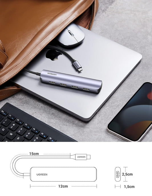HUB USB-C 5 en 1 UGREEN 4 USB-A 3.0 y 1 HDMI 4K 5Gbps
