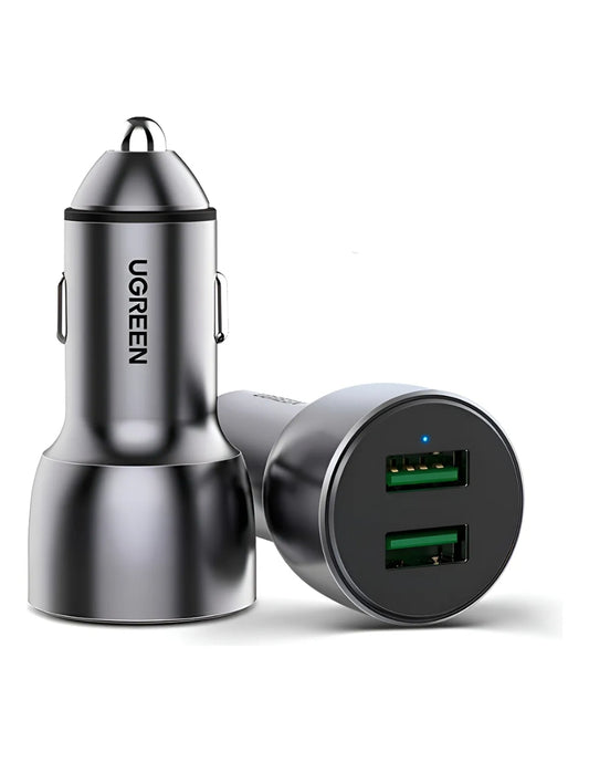 Cargador Auto Ugreen 10144 36w Dual Usb-a Qc 3.0 Aluminio