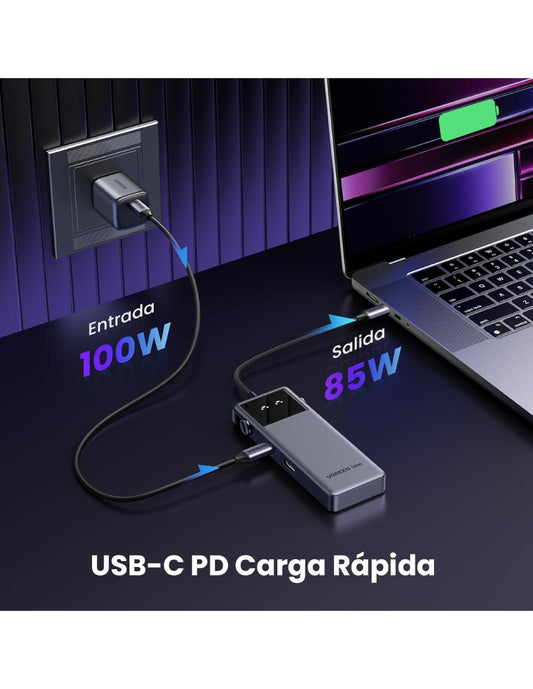 HUB 6 en 1 UGREEN UNO 3 USB-C, 2 USB-A, 1 HDMI 4K/60hz