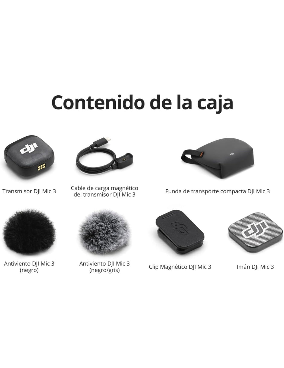 Micrófono Dji Mic 3, transmisor único, 1 Tx, negro