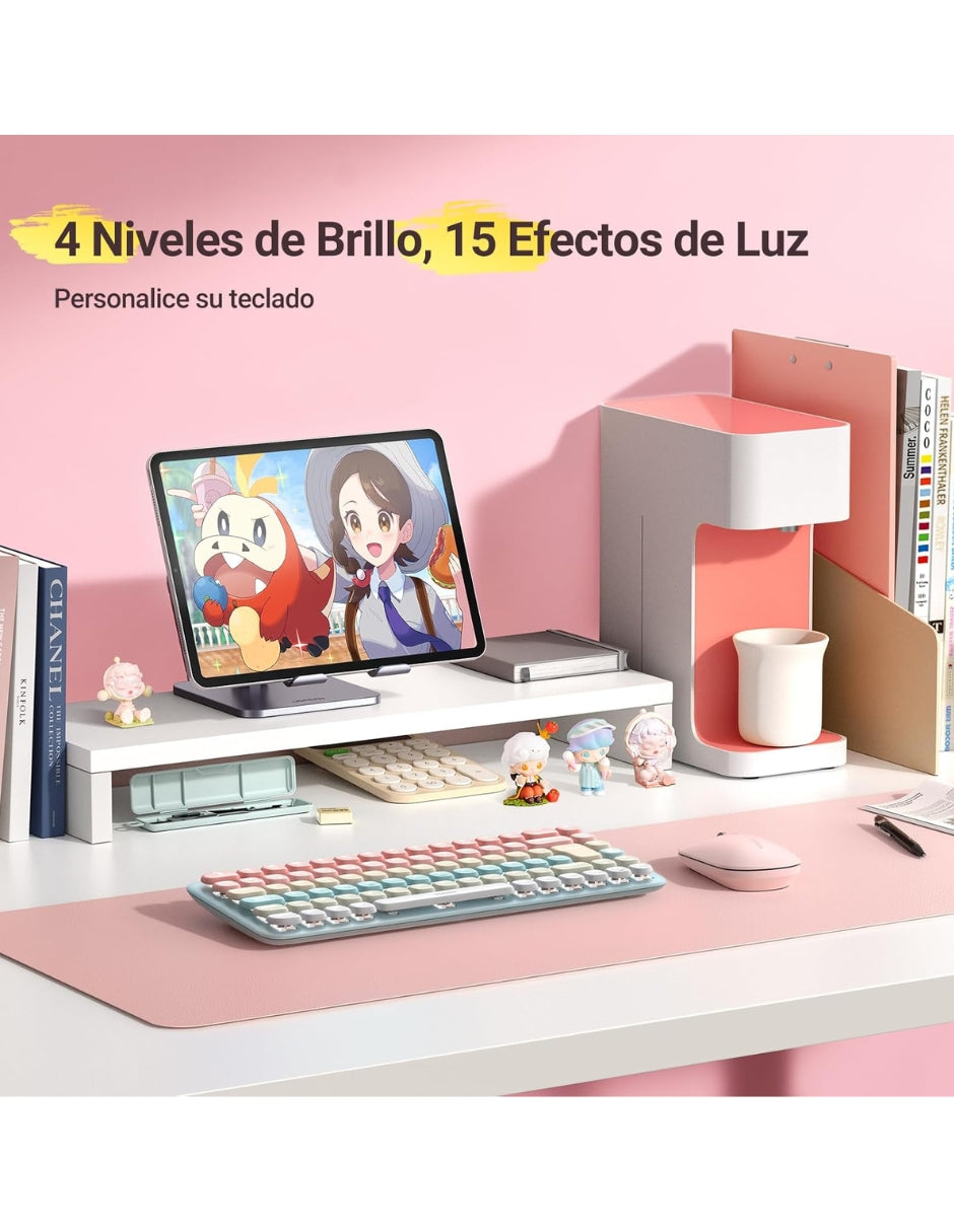 Paquete Teclado Y Mouse Inalámbrico Ugreen 25178 Español Bluetooth 2.4GHz Rosa