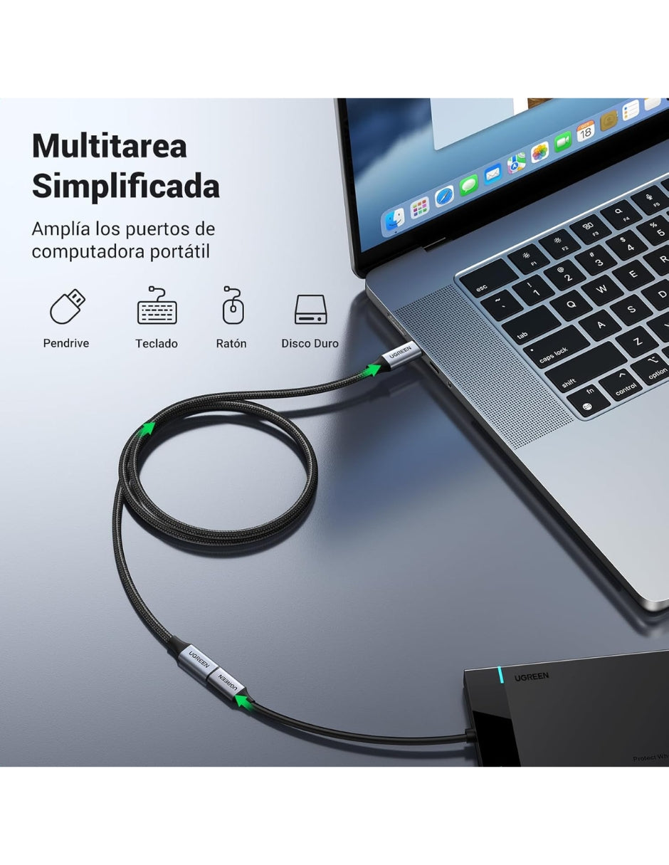 Cable Extensión USB C UGREEN 30205 1m 100W Carga Rápida 10Gbps 4K