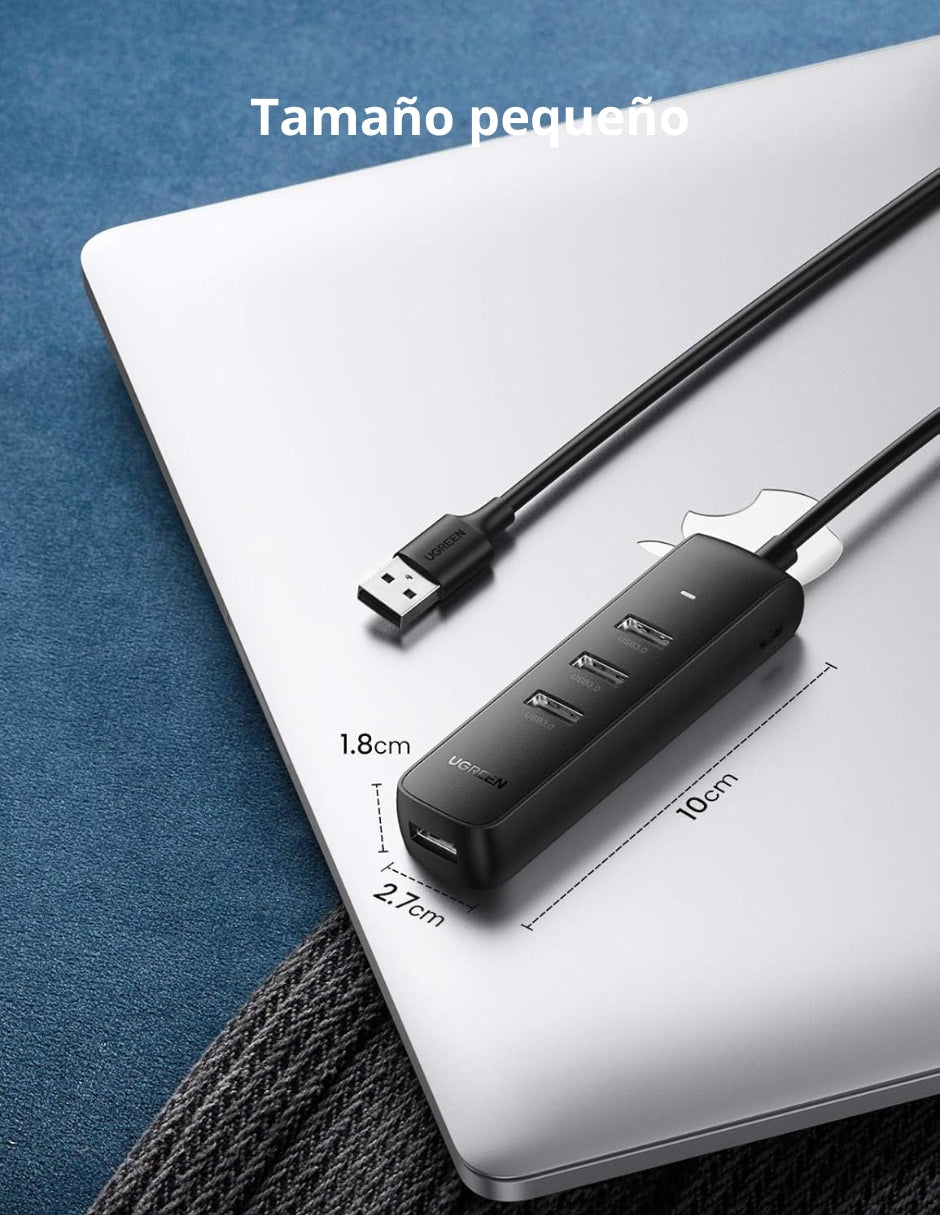Hub Usb 3.0 Ugreen 4 Puertos 5gbps Conector De Carga Micro Usb