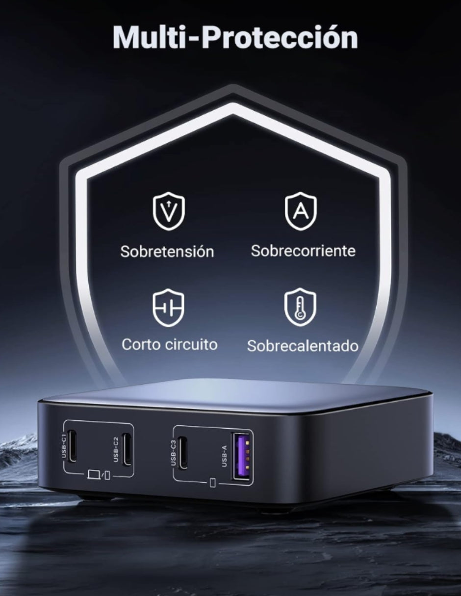 Estación de Carga UGREEN Nexode 100W GaN - Cargador de Escritorio 4 en 1