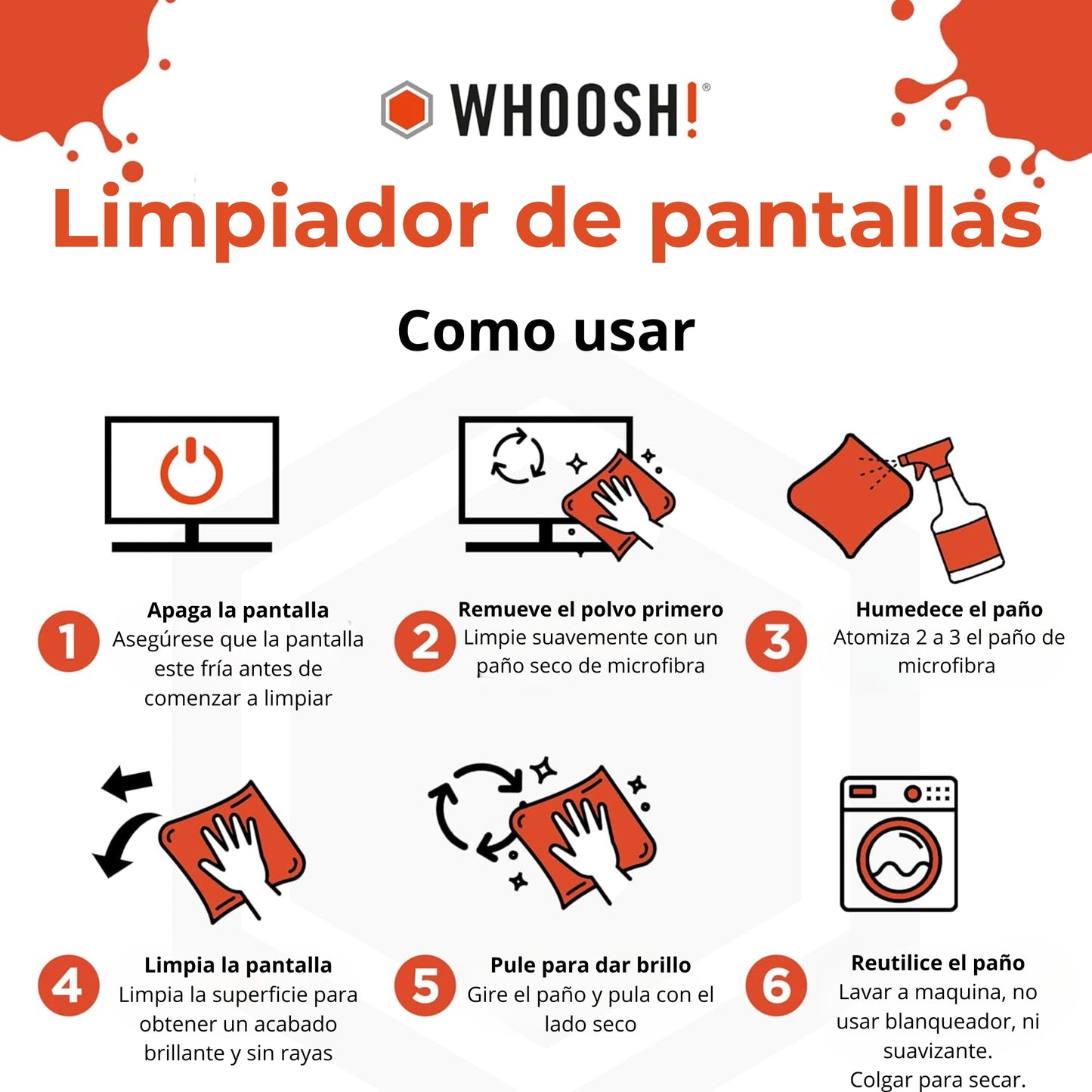 KIT de Limpieza para Pantallas Woosh! 100 ml + 8 ml + 2 paños