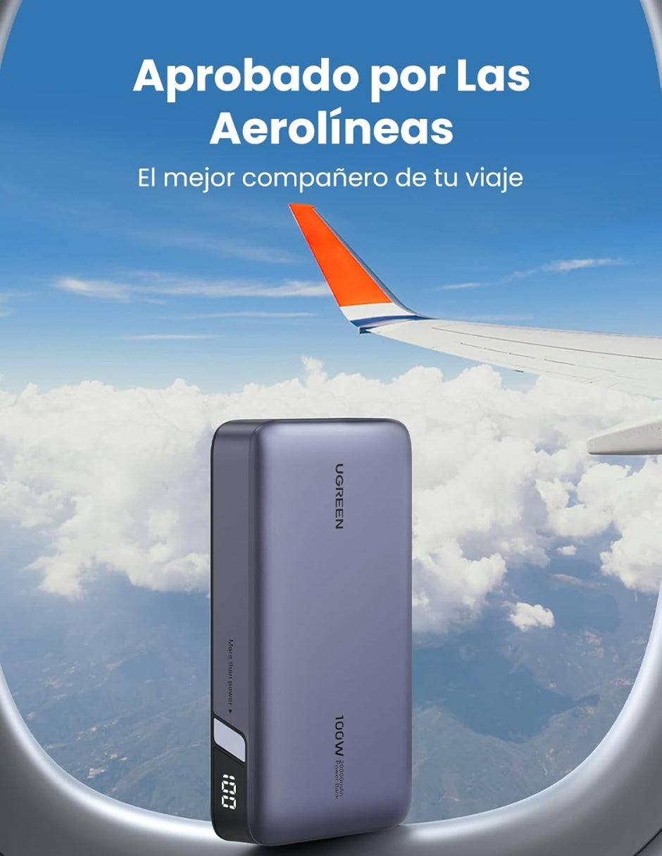 Power Bank Ugreen 20,000 mAh de 100W con pantalla digital