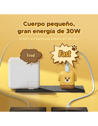 Cargador Ugreen Cargadog Nexode 30w Gan Usb-c Diseño Perrito