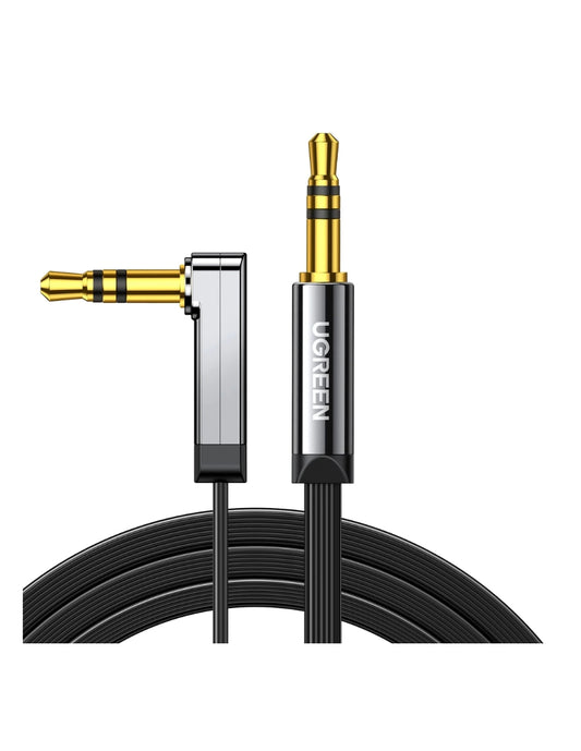 Cable Audio Ugreen Auxiliar Jack 3.5mm Macho Plano 2 Metros Ángulo 90°