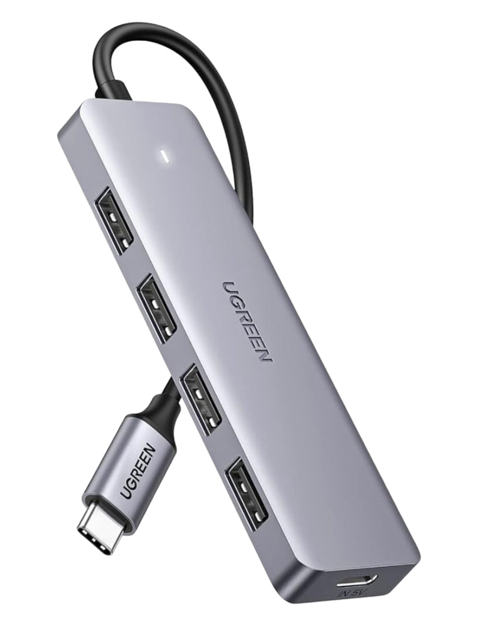 HUB 4 en 1 Ugreen Tipo C a USB 3.0 5Gbps Gris
