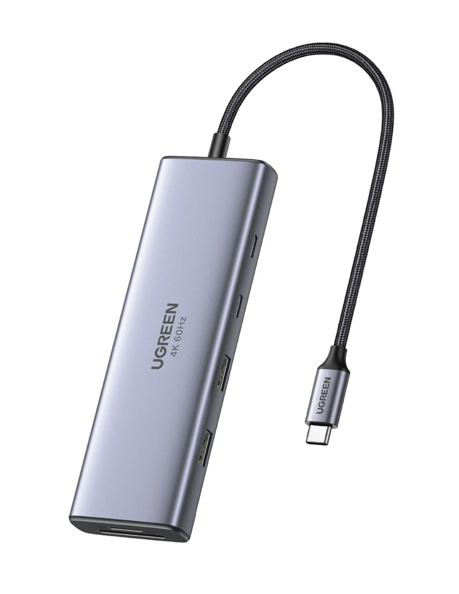 HUB 9 en 1 UGREEN 2 USB-A, 3 USB-C, 1 HDMI 4K/60hz, SD/TFT y Ethernet