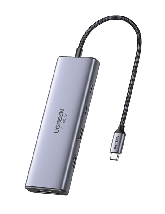 HUB 9 en 1 UGREEN 2 USB-A, 3 USB-C, 1 HDMI 4K/60hz, SD/TFT y Ethernet