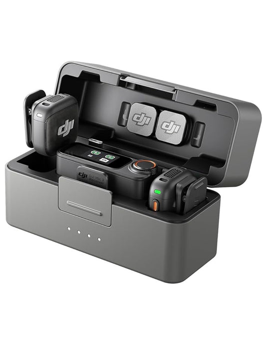 Micrófono Dji Mic 3, estándar (2 Tx + 1 Rx + funda de carga), color negro