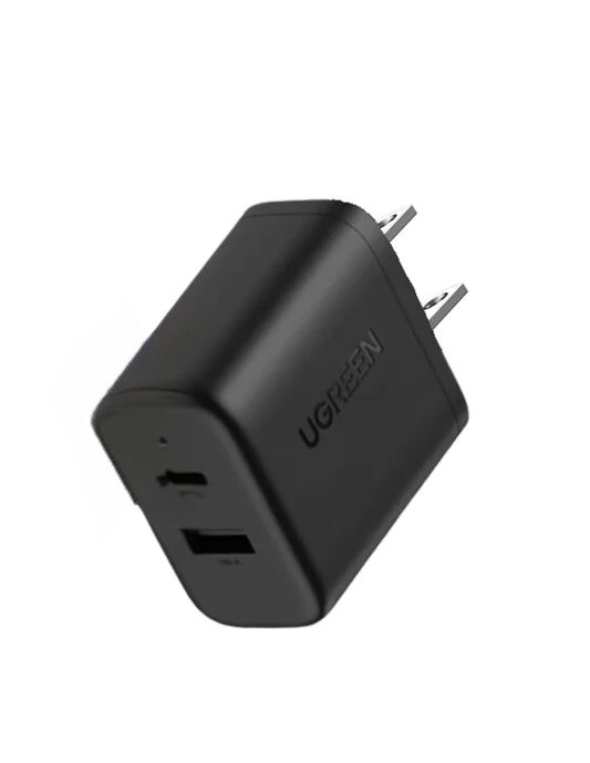 Cargador 2 en 1 Ugreen Carga Rápida 20W Negro 1 USB C, 1 USB A