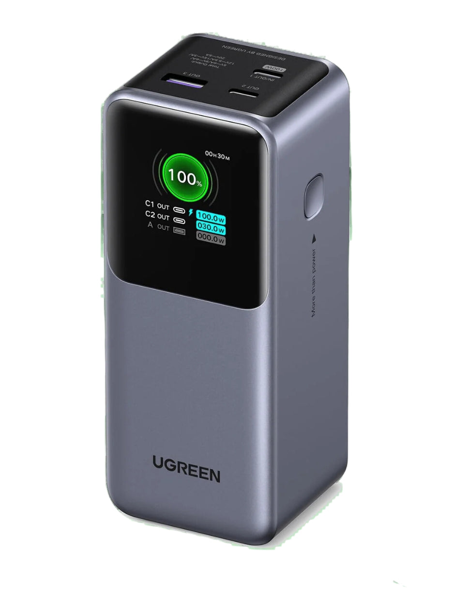 Power Bank Ugreen Nexode 20,000mAh de 130W Pantalla digital Gris