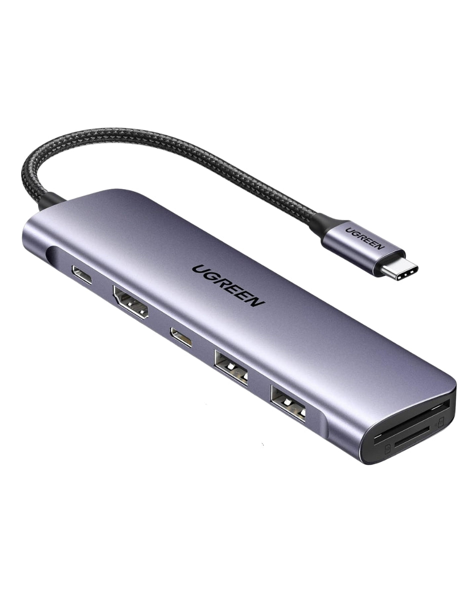 HUB USB-C 7 en 1 UGREEN 2 USB-A, 2 USB-C, 1 HDMI 4K/60hz y SD/TFT