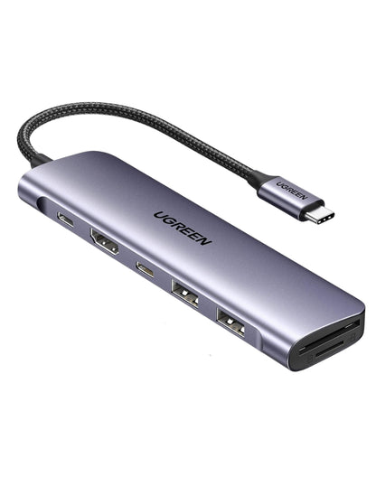 HUB USB-C 7 en 1 UGREEN 2 USB-A, 2 USB-C, 1 HDMI 4K/60hz y SD/TFT