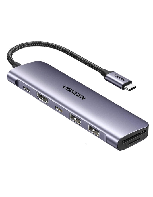 HUB USB-C 7 en 1 UGREEN 2 USB-A, 2 USB-C, 1 HDMI 4K/60hz y SD/TFT
