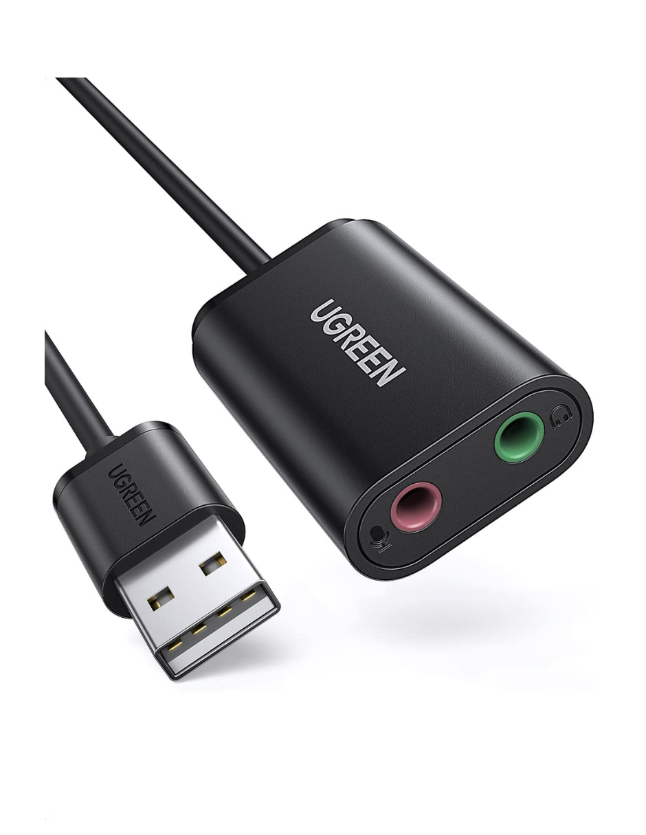 Tarjeta Sonido Ugreen Usb Externa, Audio y Micrófono 3.5mm