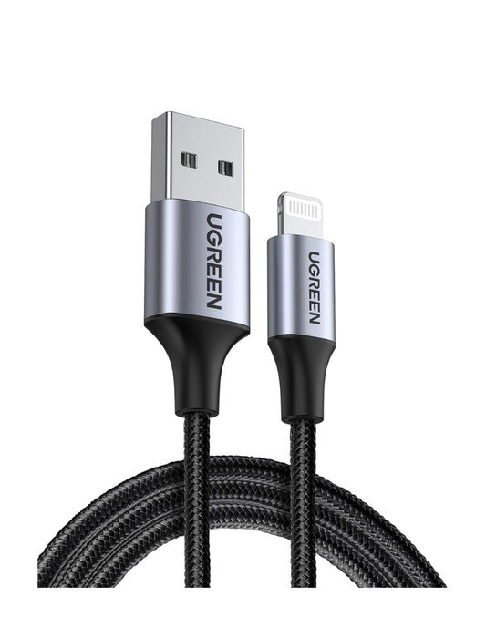 Cable USB-A a Lightning Ugreen Reforzado 1m MFI Negro