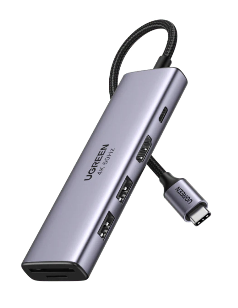 HUB USB-C 6 en 1 UGREEN 2 USB-A, 1 USB-C, HDMI 4K/30hz y SD/TFT