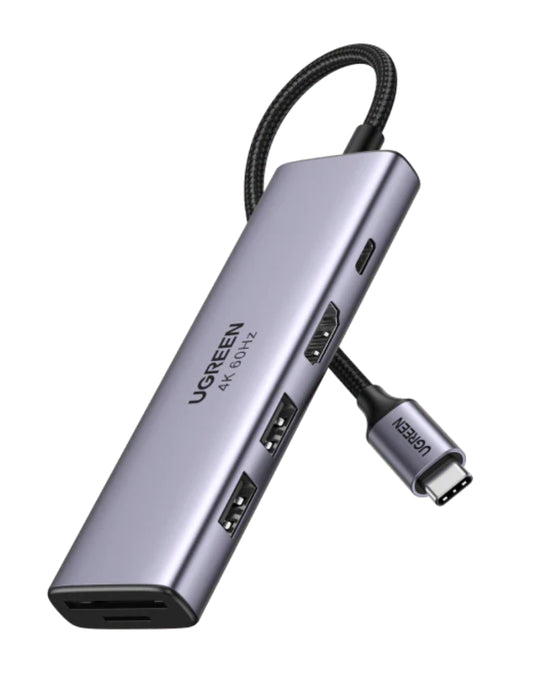 HUB USB-C 6 en 1 UGREEN 2 USB-A, 1 USB-C, HDMI 4K/30hz y SD/TFT