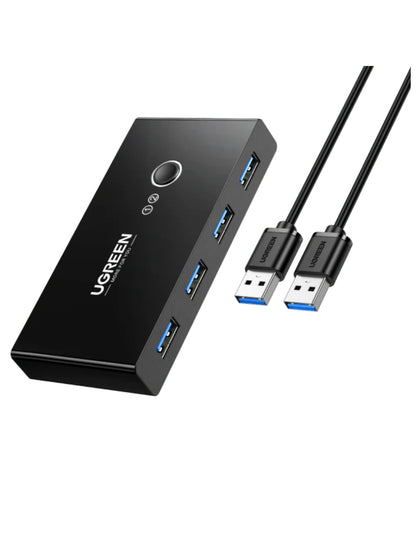 HUB adaptador 4 en 1 Ugreen con Switch selector 2 Salidas color negro
