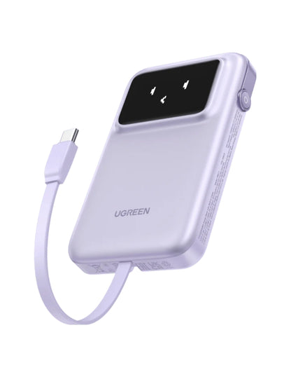 Power Bank Robot Ugreen 10,000mAh USB C 30W Pantalla TFT Morado
