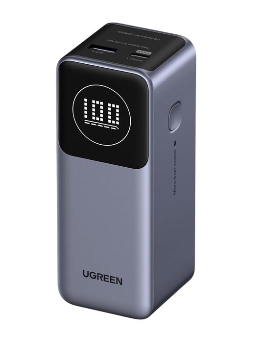 Power Bank Nexode Ugreen 12,000mAh 100W y Pantalla digital Gris