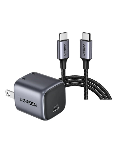 Cargador UGREEN Nexode USB C 30W GAN con Cable Usb-C 1m Gris
