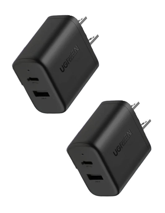 Cargador 2 en 1 Ugreen Paquete 2 pz. Carga Rápida 20W Negro