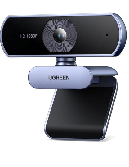 Webcam UGREEN Full HD 1080P con Micrófono Dual, Corrección de Luz Automática, Ángulo 85° y Rotación 360°