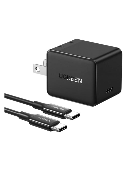 Cargador Tipo C de 25W Ugreen Carga Rápida con Cable USB C color negro