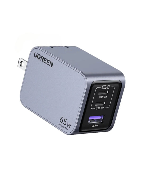 Cargador Ugreen Nexode Pro 2 Usb-C, 1 Usb-A 65W de Carga Rápida