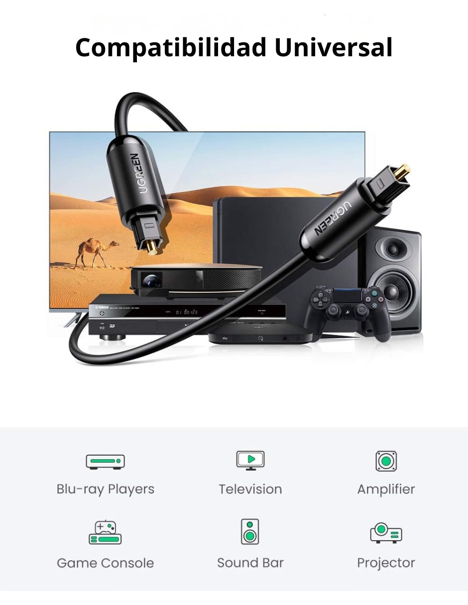 Cable Óptico De Audio Digital Toslink Ugreen 3m Mod. 70893