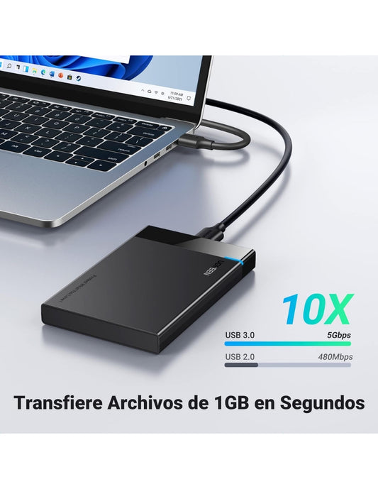 Carcasa para Disco Duro Ugreen USB 3.0 con UASP 2.5'' Negro