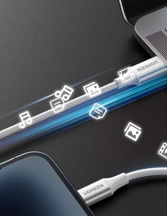 Cable USB C a Lightning Reforzado Ugreen 1m Certificado MFI Plateado