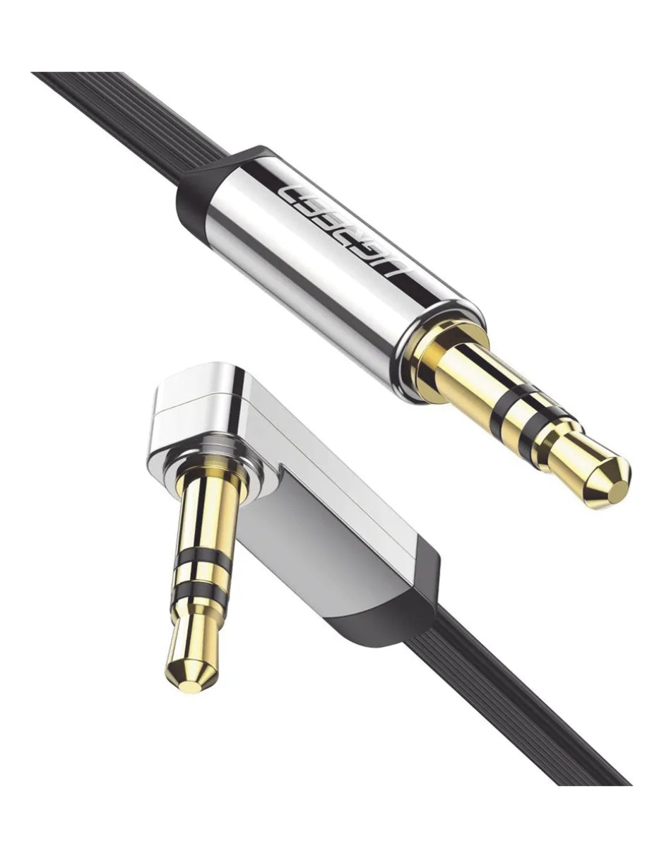 Cable Audio Ugreen Auxiliar Jack 3.5mm Macho Plano 2 Metros Ángulo 90°