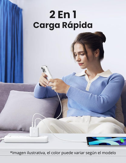 Cargador 2 en 1 Ugreen Paquete 2 pz. Carga Rápida 20W Negro