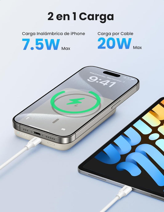 Power Bank Ugreen 10,000mAh Magsafe y USB-C 20W Blanco