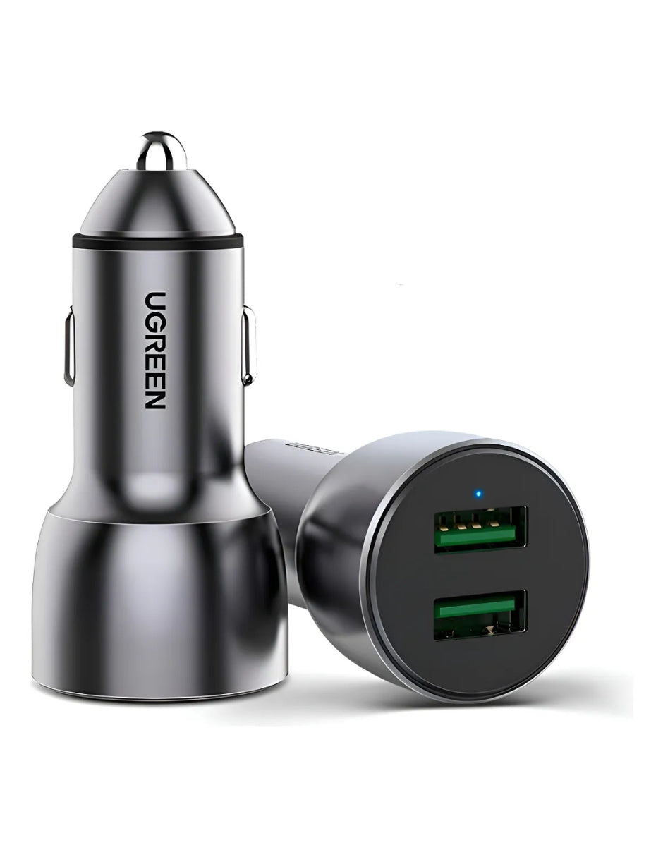Cargador Auto Ugreen 10144 36w Dual Usb-a Qc 3.0 Aluminio