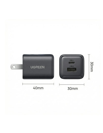Cargador de pared UGREEN 20W GAN Tipo C Y Usb Rapido