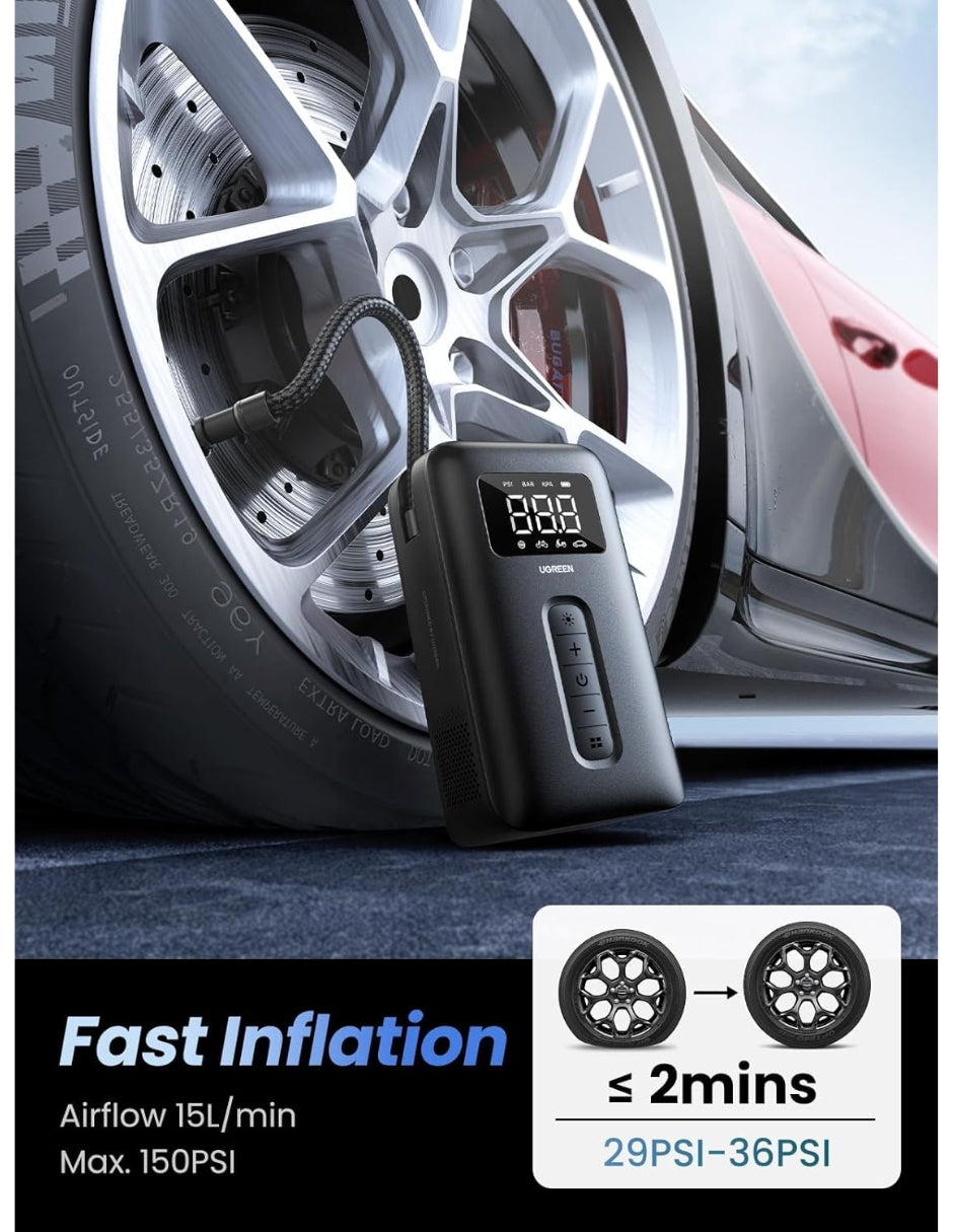 Compresor Aire Portátil Ugreen Inalámbrico 150 PSI Para Auto