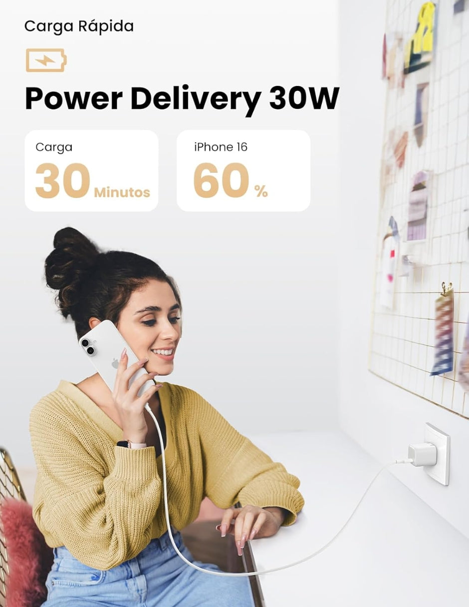 Cargador UGREEN 30W USB C Nexode plegable GaN