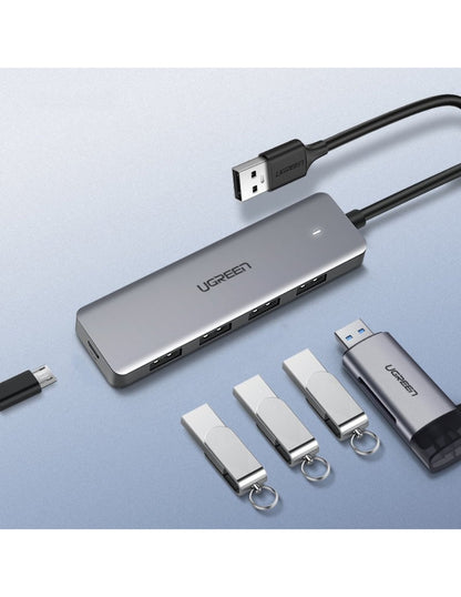 HUB 4 en 1 Ugreen USB-A a USB 3.0 5Gbps Gris