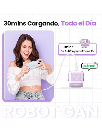 Cargador UGREEN Nexode 30W  Tipo C Carga Rápida GaNRobot