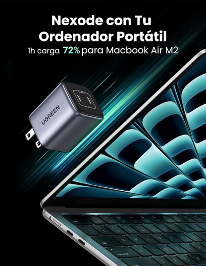 Cargador 45w Ugreen Carga Rápida Nexode Gan 2 Usb C Portátil