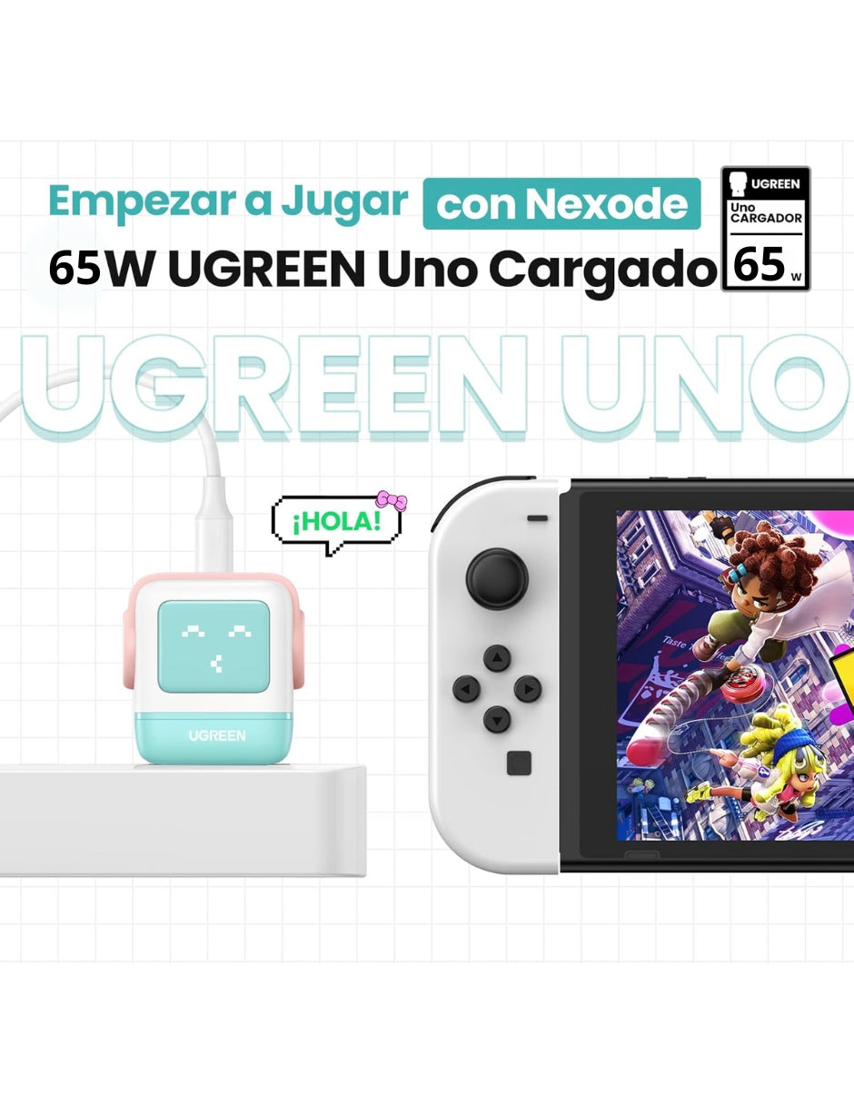 Cargador Ugreen 65W RobotGaN 2 Puertos USB C y 1 A Carga Rápida