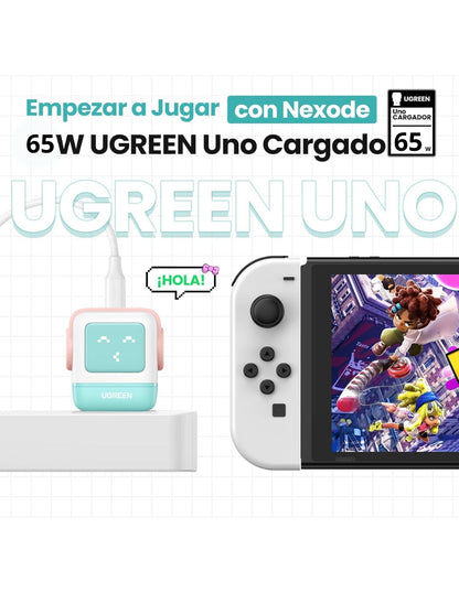 Cargador Ugreen 65W RobotGaN 2 Puertos USB C y 1 A Carga Rápida