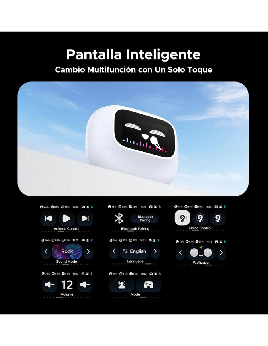 Audífonos Inalámbricos ANC EchoBuds UGREEN con pantalla inteligente